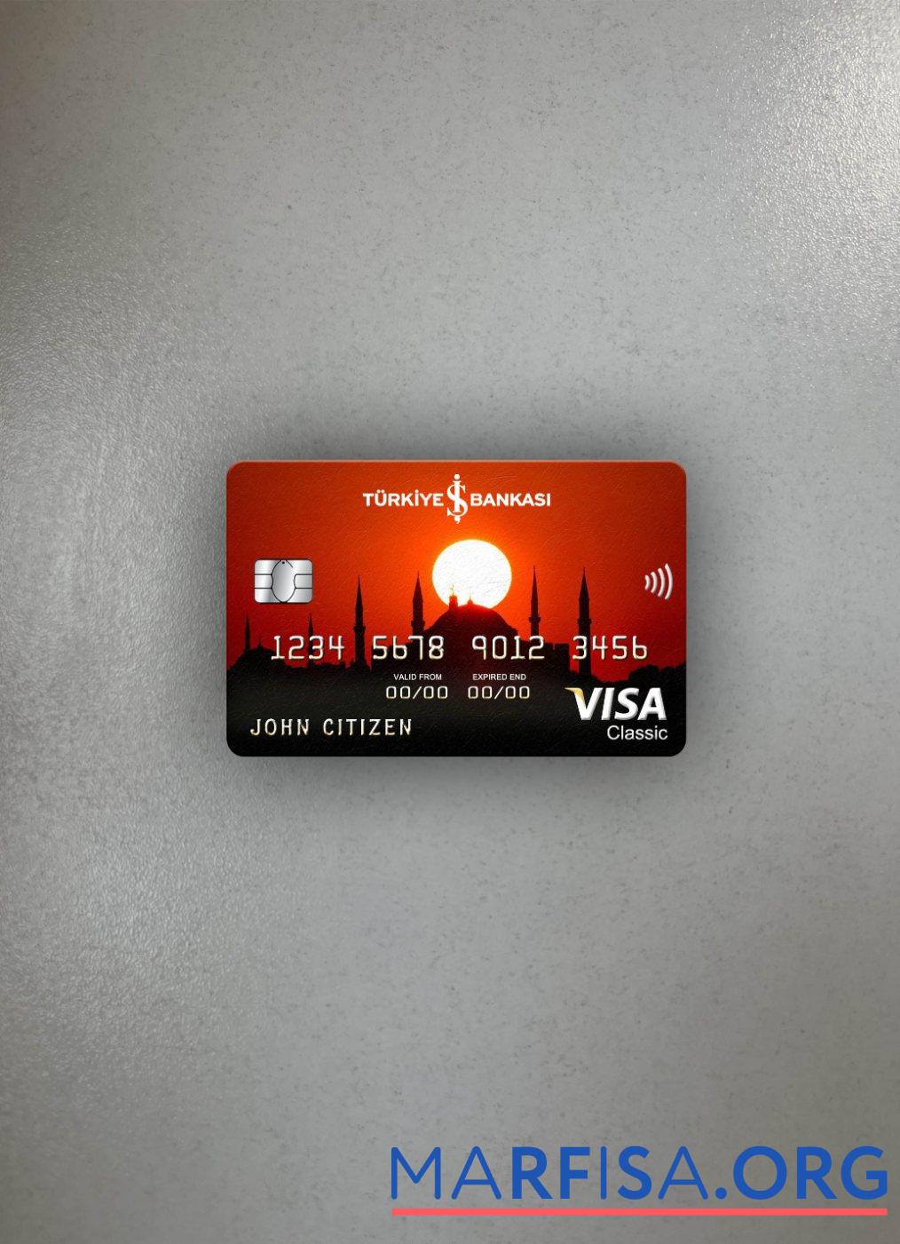 Blank Turkey Bankasi bank visa classic card photolook front real example